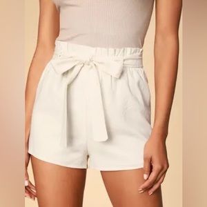 Jemi White Paper Bag Waist Shorts